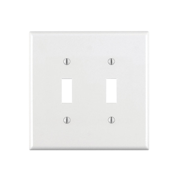 Leviton Leviton White 2 gang Thermoplastic Nylon Toggle Wall Plate 1 pk 80709-00W - main